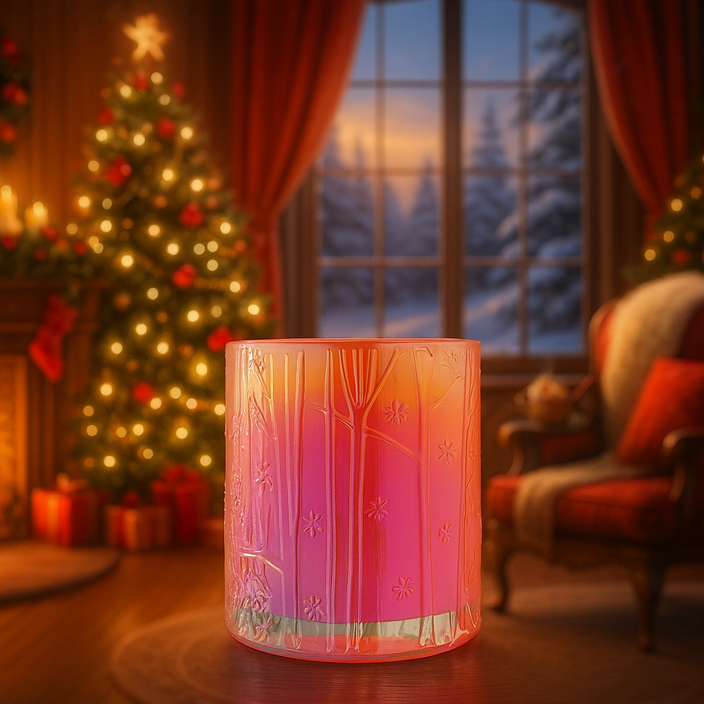Pink Ombre Reindeer Christmas Candle