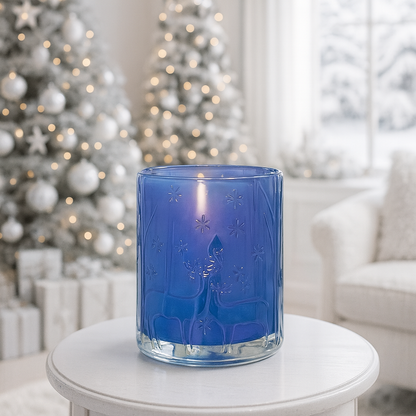 Blue Ombre Reindeer Christmas Candle