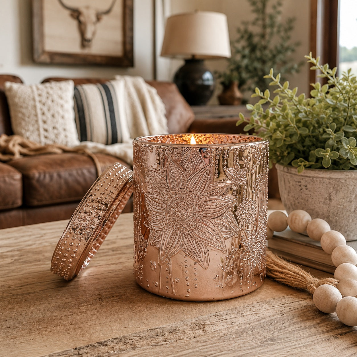 Rose Gold Lotus Candle - Made to Order