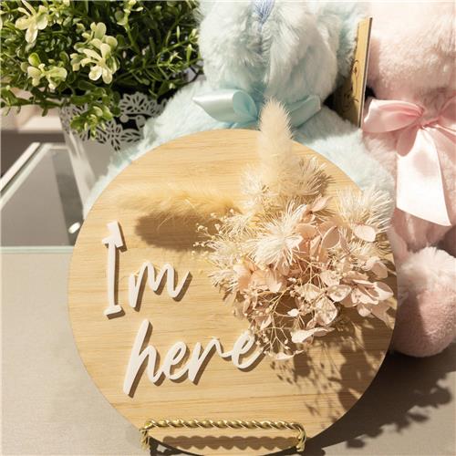 I'm Here Floral Plaque - Pink